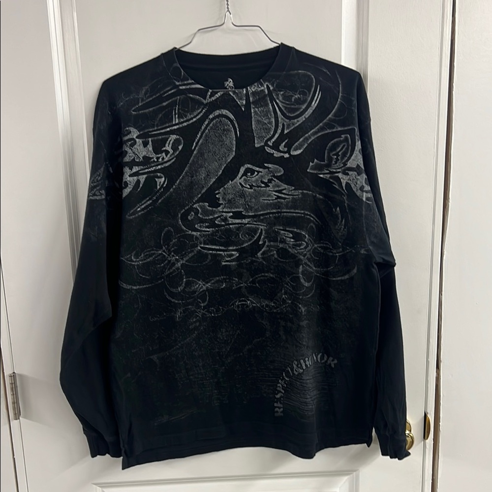 Black Graphic Long Sleeve Shirt